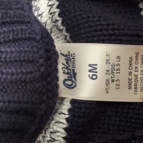 🧡 Osh Kosh | Baby Knit Cardigan | 6 M | Blue & White Stripe - Picture 4 of 5